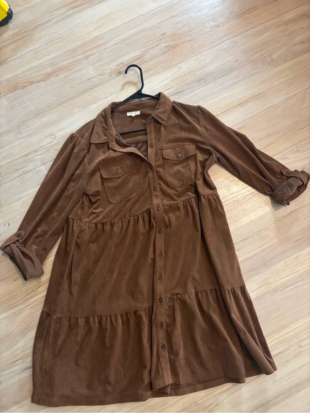 Maurices Brown Button-Front Tiered Shirt Dress